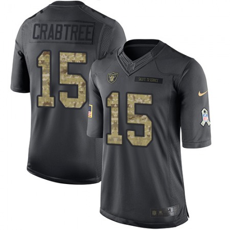 Raiders #15 Michael Crabtree Black Youth Stitched NFL Limited 2016 Salute to Service Jersey