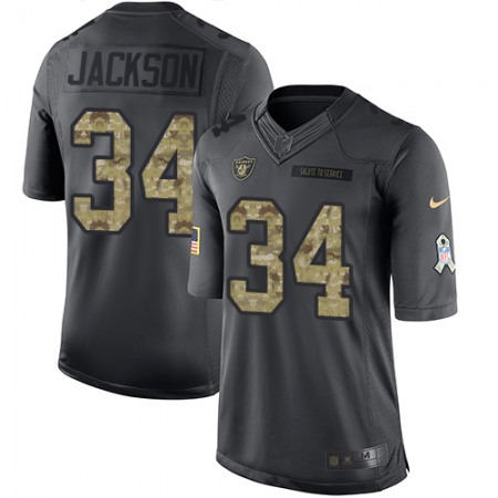 Raiders #34 Bo Jackson Black Youth Stitched NFL Limited 2016 Salute to Service Jersey