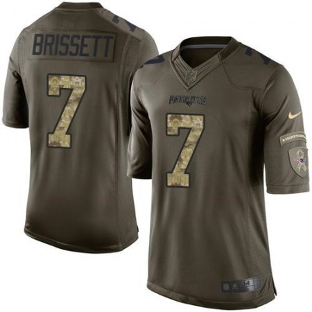 Patriots #7 Jacoby Brissett Green Youth Stitched NFL Limited Salute to Service Jersey