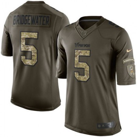 Vikings #5 Teddy Bridgewater Green Youth Stitched NFL Limited Salute to Service Jersey