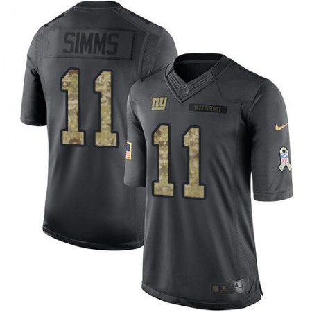 Giants #11 Phil Simms Black Youth Stitched NFL Limited 2016 Salute to Service Jersey