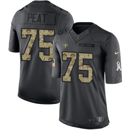 Saints #75 Andrus Peat Black Youth Stitched NFL Limited 2016 Salute to Service Jersey