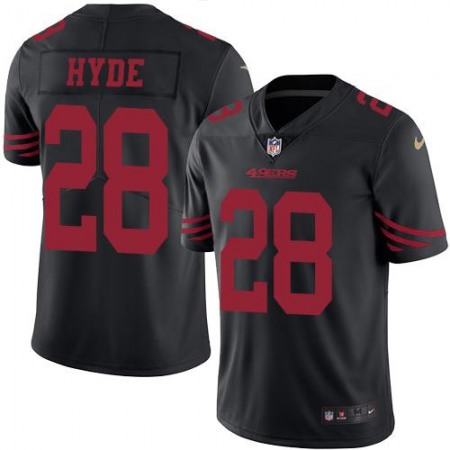49ers #28 Carlos Hyde Black Youth Stitched NFL Limited Rush Jersey