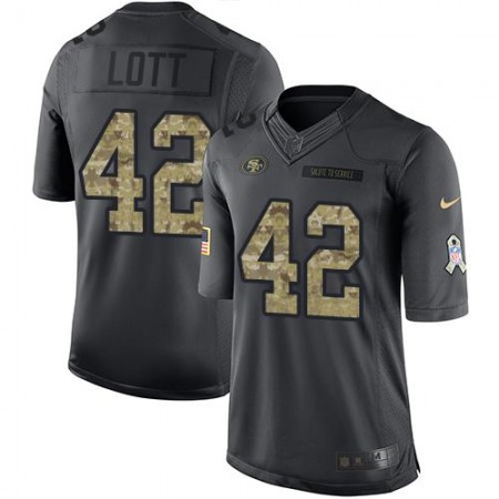 49ers #42 Ronnie Lott Black Youth Stitched NFL Limited 2016 Salute to Service Jersey
