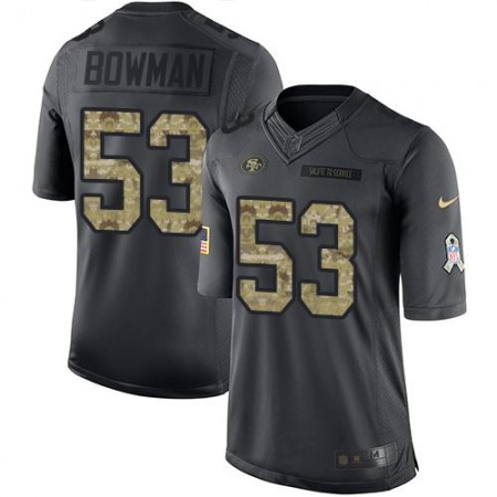 49ers #53 NaVorro Bowman Black Youth Stitched NFL Limited 2016 Salute to Service Jersey