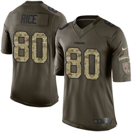 49ers #80 Jerry Rice Green Youth Stitched NFL Limited Salute to Service Jersey