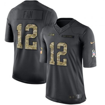Seahawks #12 Fan Black Youth Stitched NFL Limited 2016 Salute to Service Jersey