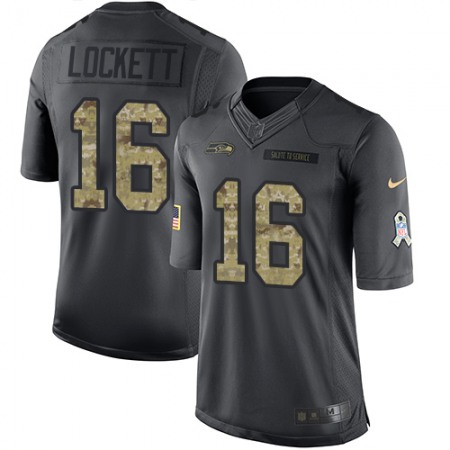 Seahawks #16 Tyler Lockett Black Youth Stitched NFL Limited 2016 Salute to Service Jersey