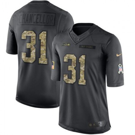 Seahawks #31 Kam Chancellor Black Youth Stitched NFL Limited 2016 Salute to Service Jersey