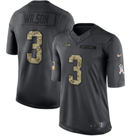 Seahawks #3 Russell Wilson Black Youth Stitched NFL Limited 2016 Salute to Service Jersey