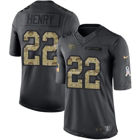 Titans #22 Derrick Henry Black Youth Stitched NFL Limited 2016 Salute to Service Jersey