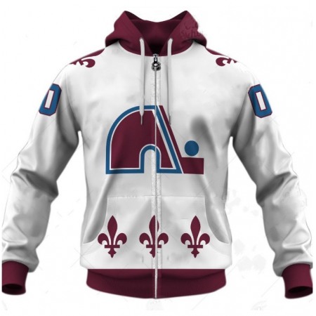 Men's Colorado Avalanche Customized White Reverse Retro Alternate Full-Zip Hoodie Jacket