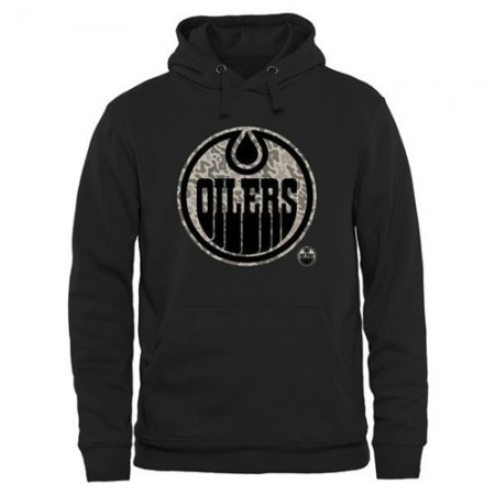 Men's Edmonton Oilers Black Rink Warrior Pullover Hoodie