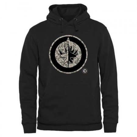 Men's Winnipeg Jets Black Rink Warrior Pullover Hoodie