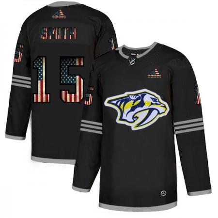 Men's Nashville Predators #15 Craig Smith 2020 Grey USA Flag Stitched NHL Jersey