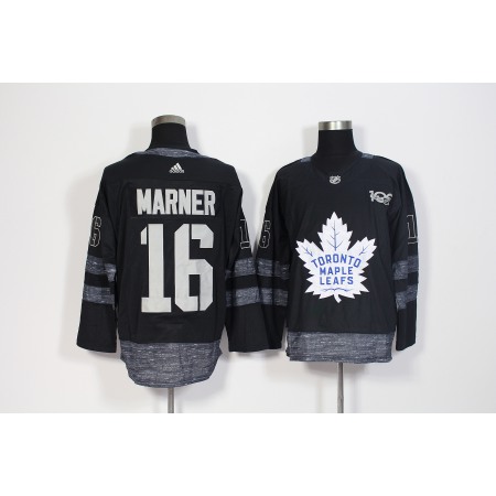 Men's Toronto Maple Leafs #16 Mitchell Marner Black 1917-2017 100th Anniversary Stitched NHL Jersey