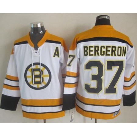 Bruins #37 Patrice Bergeron White CCM Throwback Stitched NHL Jersey