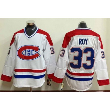 Canadiens #33 Patrick Roy White Stitched NHL Jersey