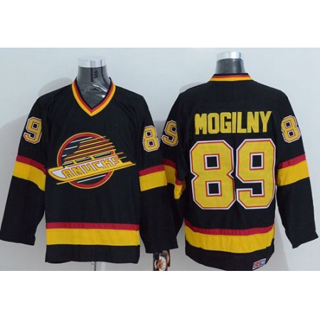 Canucks #89 Alexander Mogilny Stitched Black CCM Throwback NHL Jersey