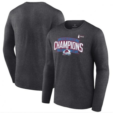 Men's Colorado Avalanche Heathered Charcoal 2022 Stanley Cup Champions Long Sleeve T-Shirt