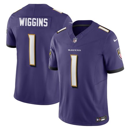 Men's Baltimore Ravens Nate Wiggins Purple 2024 NFL Draft First Round Pick Player F.U.S.E. Vapor Untouchable Limited Stitched Football Jersey