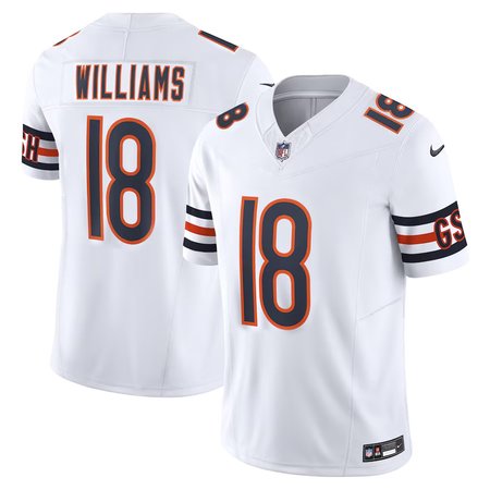 Men's Chicago Bears #18 Caleb Williams White 2024 NFL Draft First Round Pick Player F.U.S.E. Vapor Untouchable Limited Stitched Football Jersey