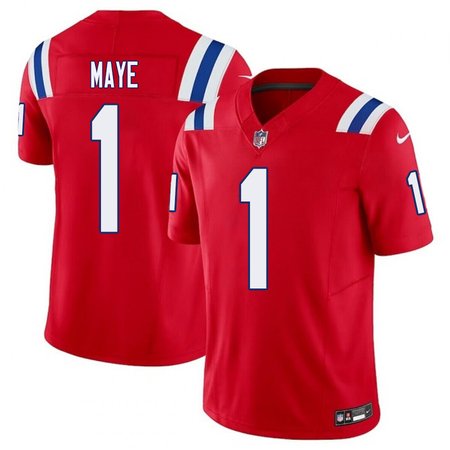 Men's New England Patriots Drake Maye Red 2024 NFL Draft First Round Pick Player F.U.S.E. Vapor Untouchable Limited Stitched Football Jersey